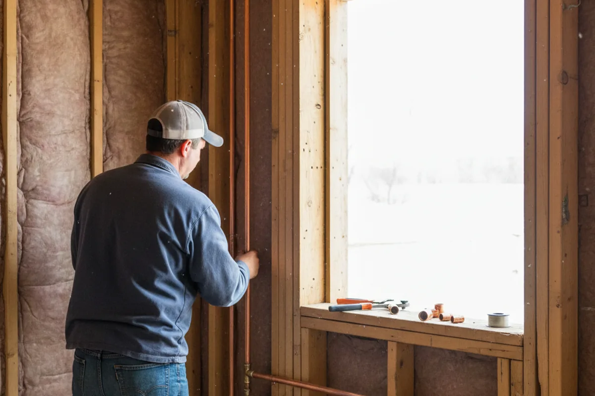 Licensed plumber running new copper supply lines in a Bridgeville home