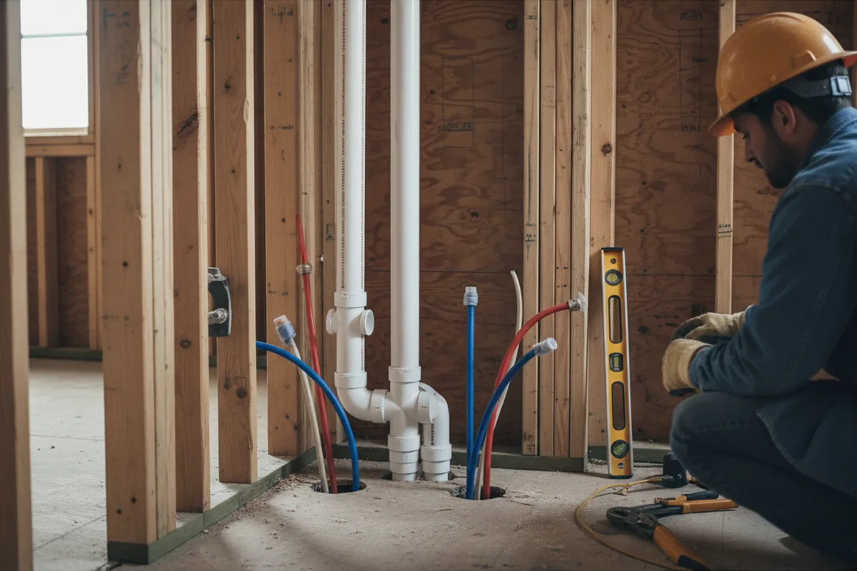 Drain and supply rough-in during Leak Detection in Bridgeville